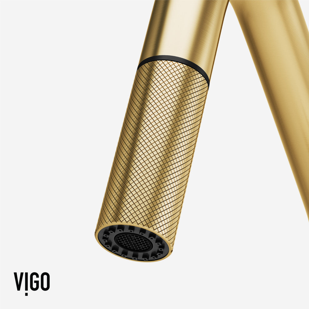 VIGO Utopia 14" H Single Handle Pull-Down Sprayer Kitchen Bar Faucet, Matte Brushed Gold