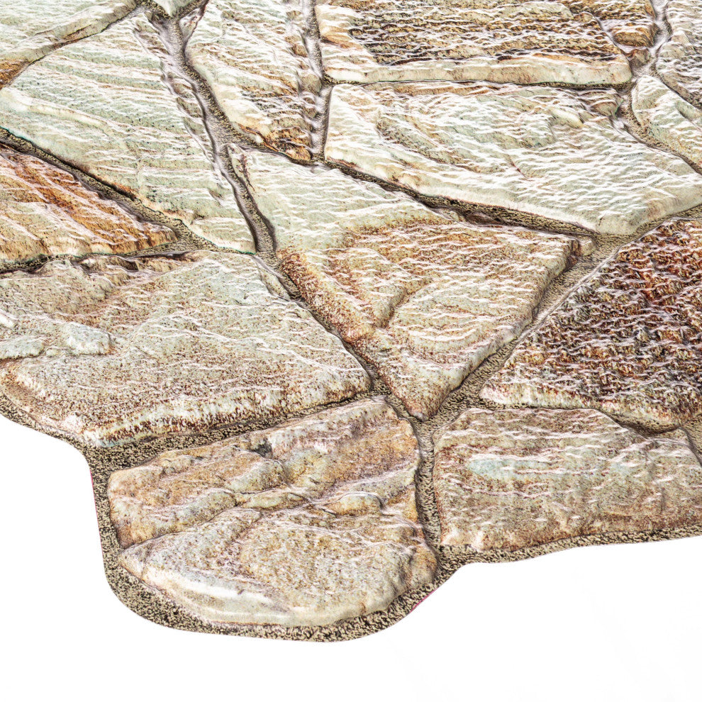Faux Stone PVC 3D Wall Panels, Brown Beige, Sample, 9x9"
