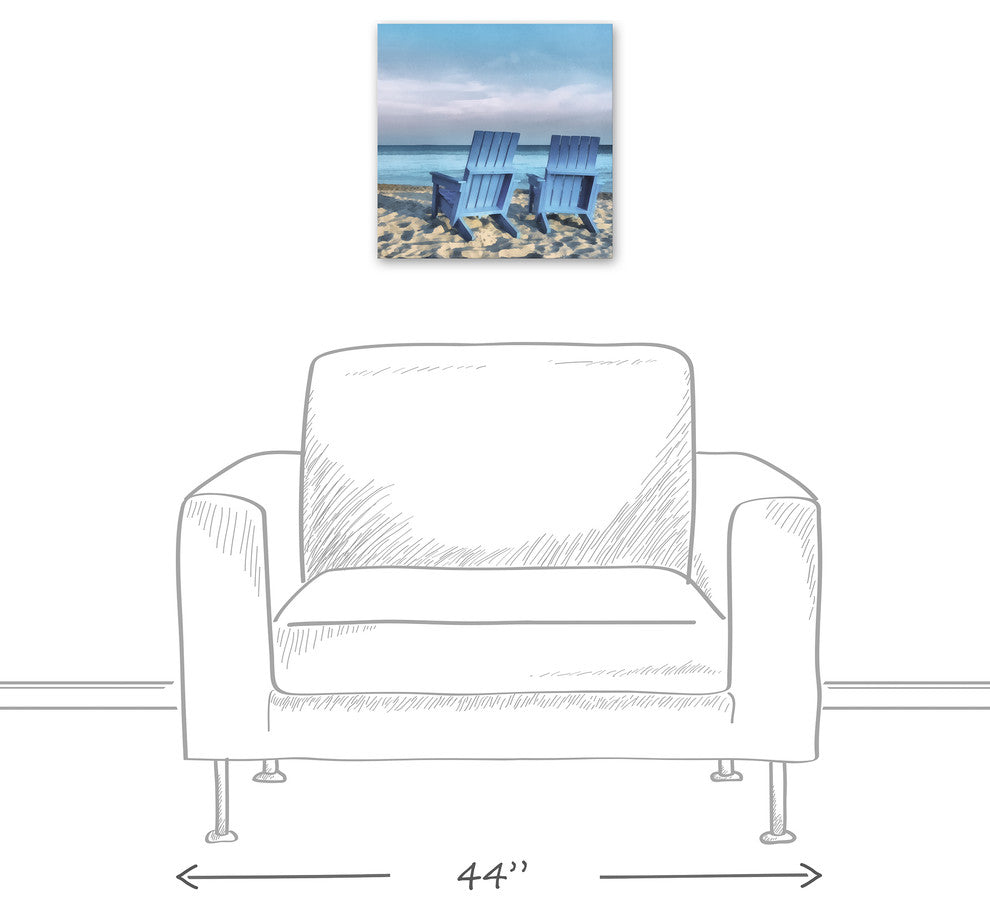 Blue Beach Chairs 16x16 Canvas Wall Art