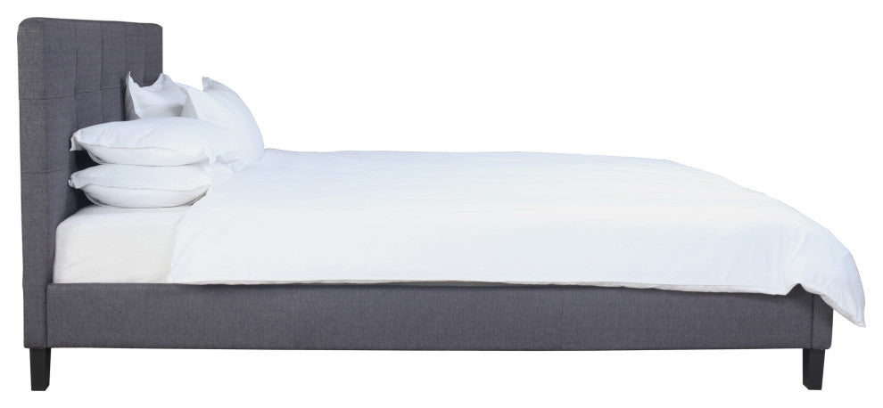First of A Kind Eliza Queen Bed Dark Gray Fabric