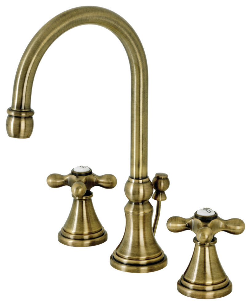 KS2983AX Widespread Bathroom Faucet With Brass Pop-Up, Antique Brass