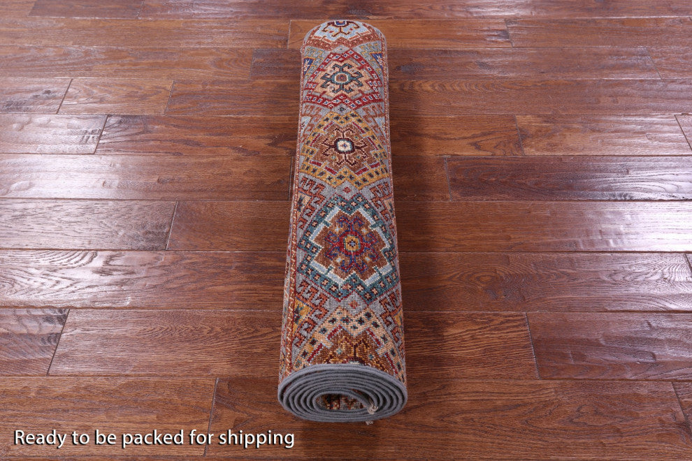 2' 10" X 8' 7" Runner Khorjin Super Kazak Handmade Wool Rug - Q12575