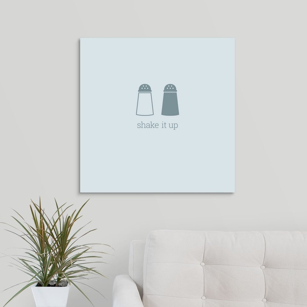 Shake it Up - minimalist retro kitchen art Wrapped Canvas Art Print, 24"x24