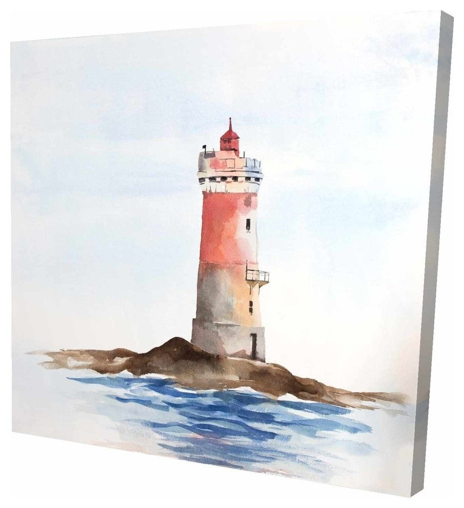 French Phare Les Pierres Noires, Fine Art Gallery Wrapped Canvas, 24"x24"