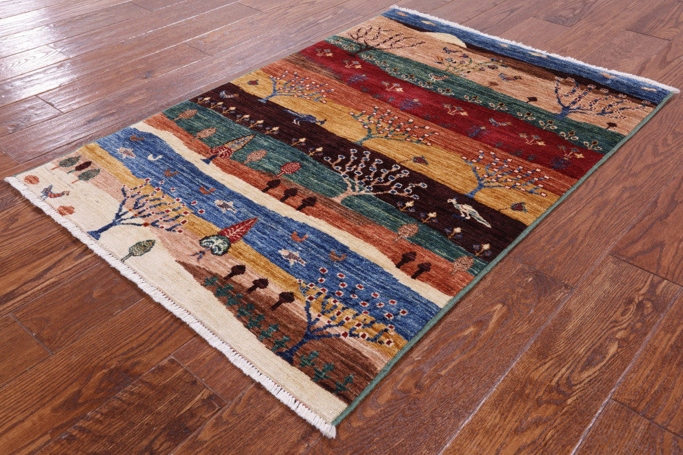 2' 9" X 4' 1" Hand-Knotted Tribal Persian Gabbeh Rug Q9986