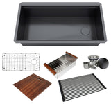 36in. Galaxy Black Undermount Single Bowl Stainless Steel Kitchen Sink Combo