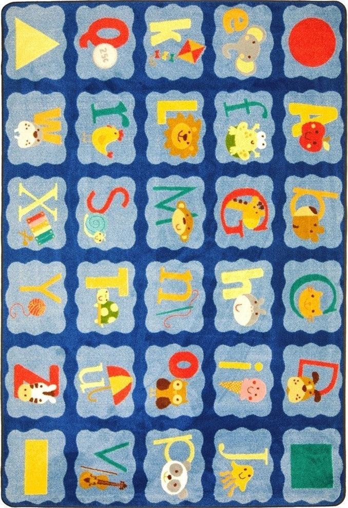 Kid Essentials Rug, Alphabet Blues, 5'4"x7'8"