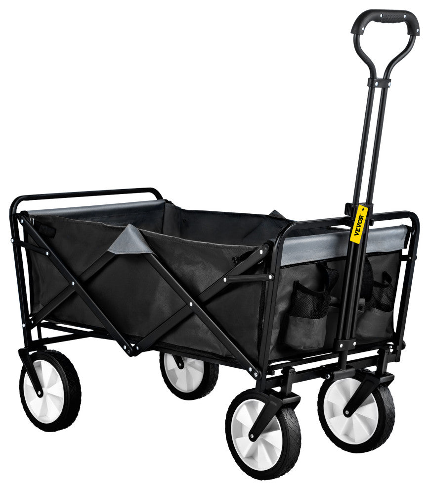 Vevor All Terrain Folding Wagon Collapsible Garden Beach Cart, Black