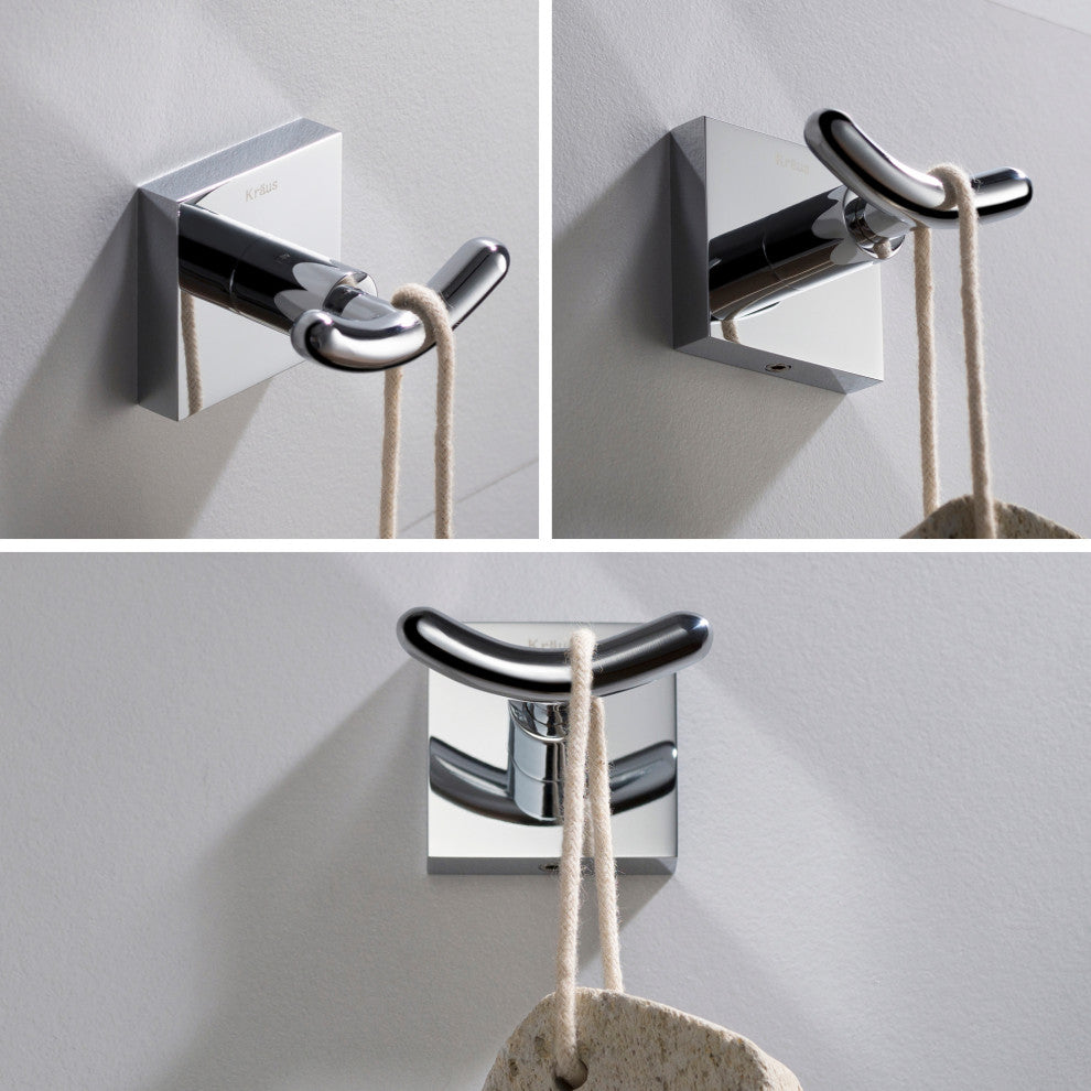 Ventus Bathroom Robe and Towel Double Hook, Chrome