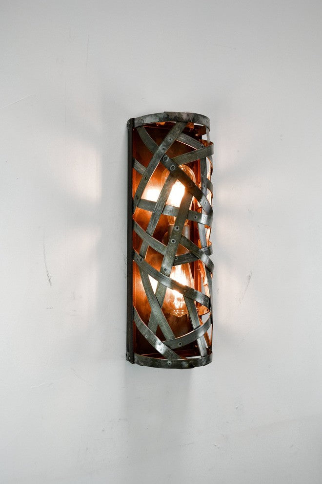 Wine Barrel Ring Wall Sconce or Vanity Light - Dobar - Made from CA wine barrels