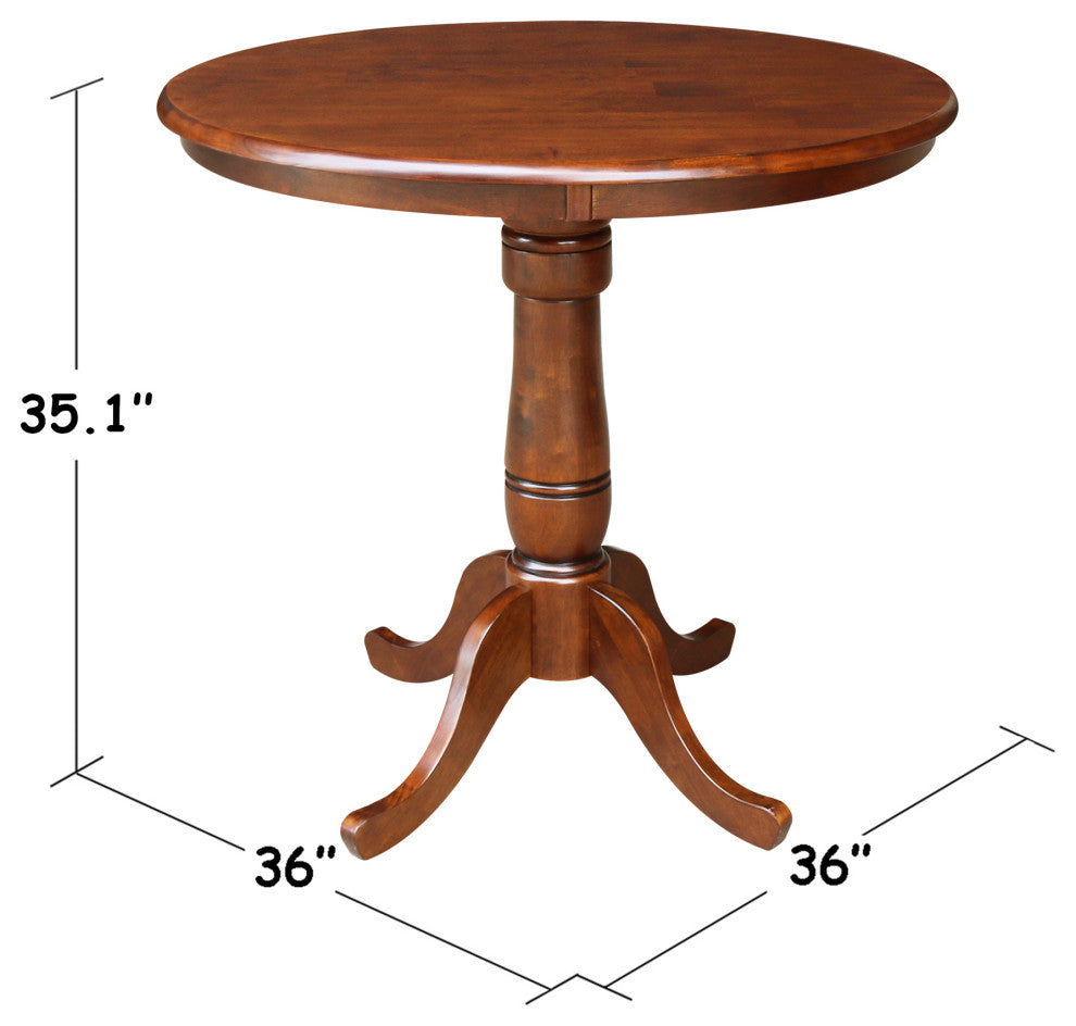Round Top Pedestal Table, Espresso, 36 Inch Round