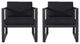 Noah Outdoor Aluminum Club Chair With Cushions, Black + Dark Gray, Set of 2