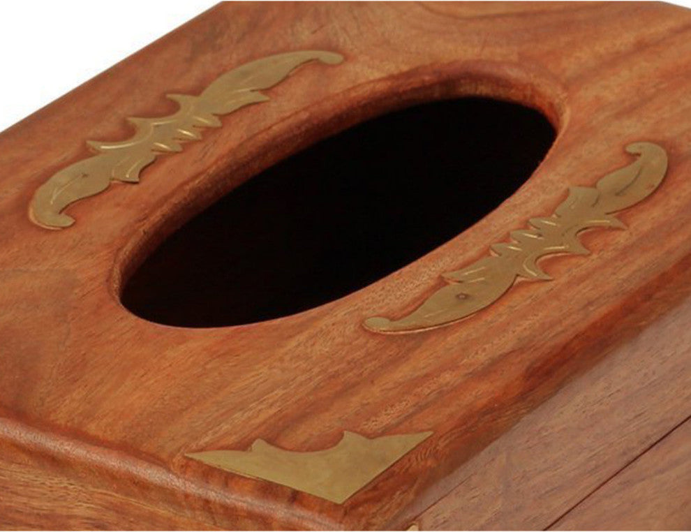 Handmade Wooden Tissue Box Cover/Napkin Holder/Paper Dispenser, Brown