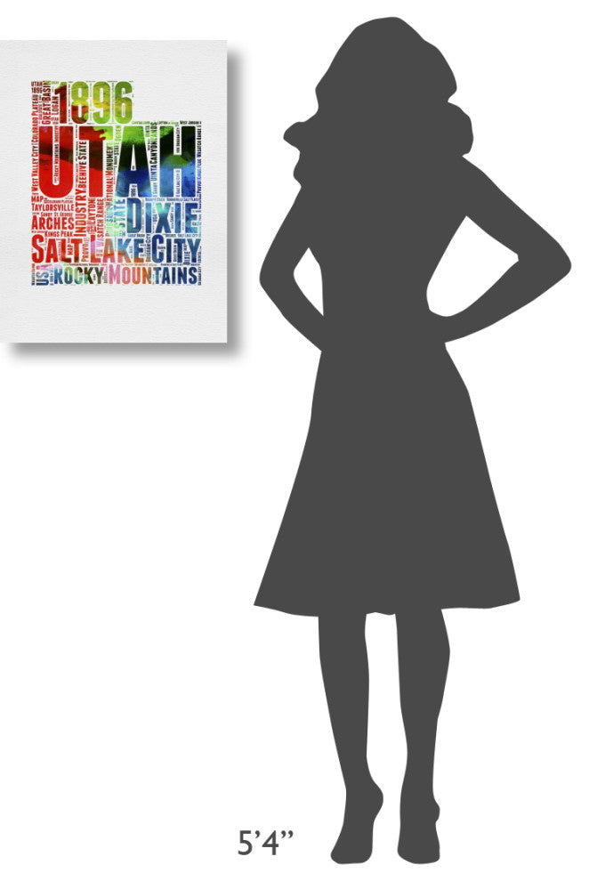 "Utah Watercolor Word Cloud" Fine Art Print