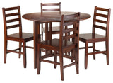Alamo 5-Piece Round Drop Leaf Table With 4 Hamilton Ladder Back