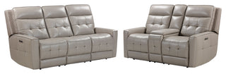 Canterbury Acorn Power Reclining Zero Gravity Sofa and Loveseat, Pewter