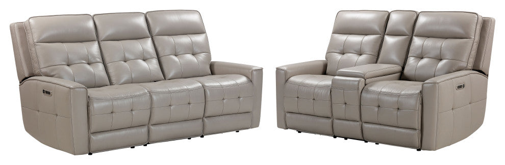 Canterbury Acorn Power Reclining Zero Gravity Sofa and Loveseat, Pewter