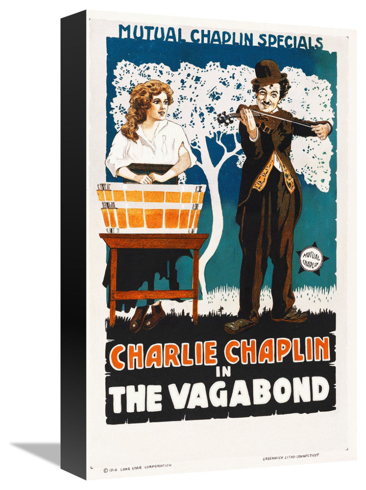 "Charlie Chaplin - The Vagabond, 1916" Canvas by Hollywood Photo Archive, 10x16"