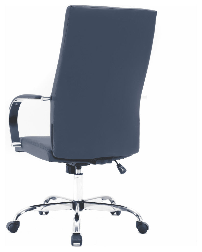 LeisureMod Sonora High-Back Adjustable Leather Conference Chair, Navy Blue