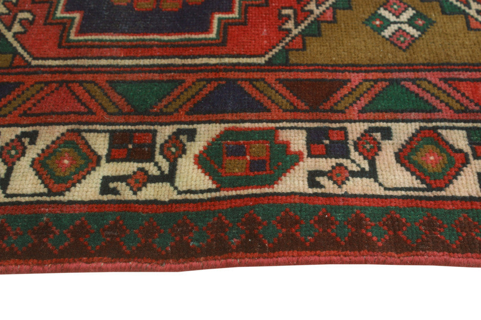 Fine Vintage Distressed Jakeem Navy/Purple Runner, 3'7x10'3