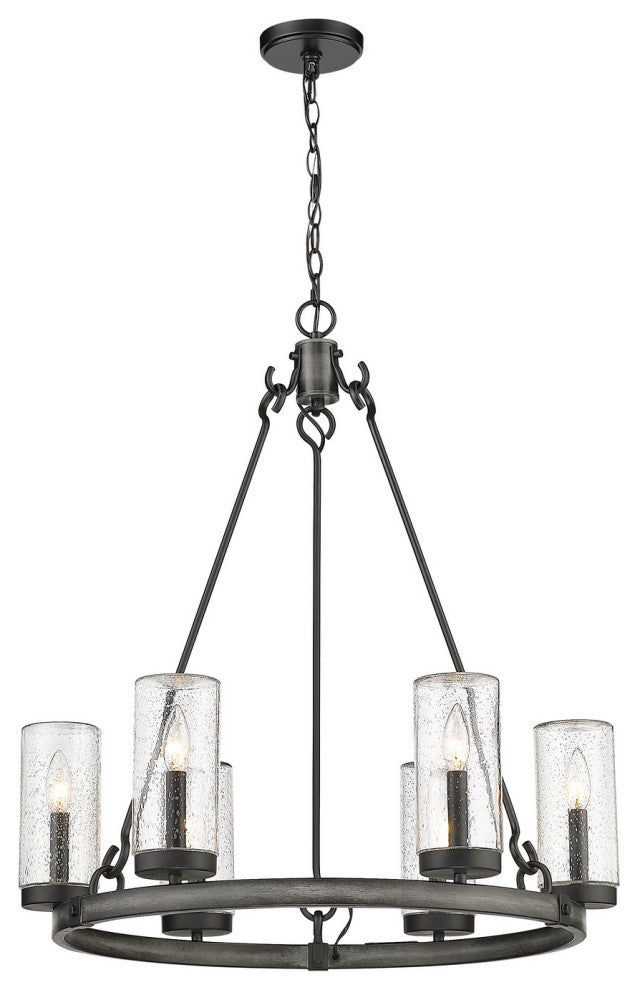 Z-LITE 589-6ABB 6 Light Outdoor Pendant, Ashen Barnboard
