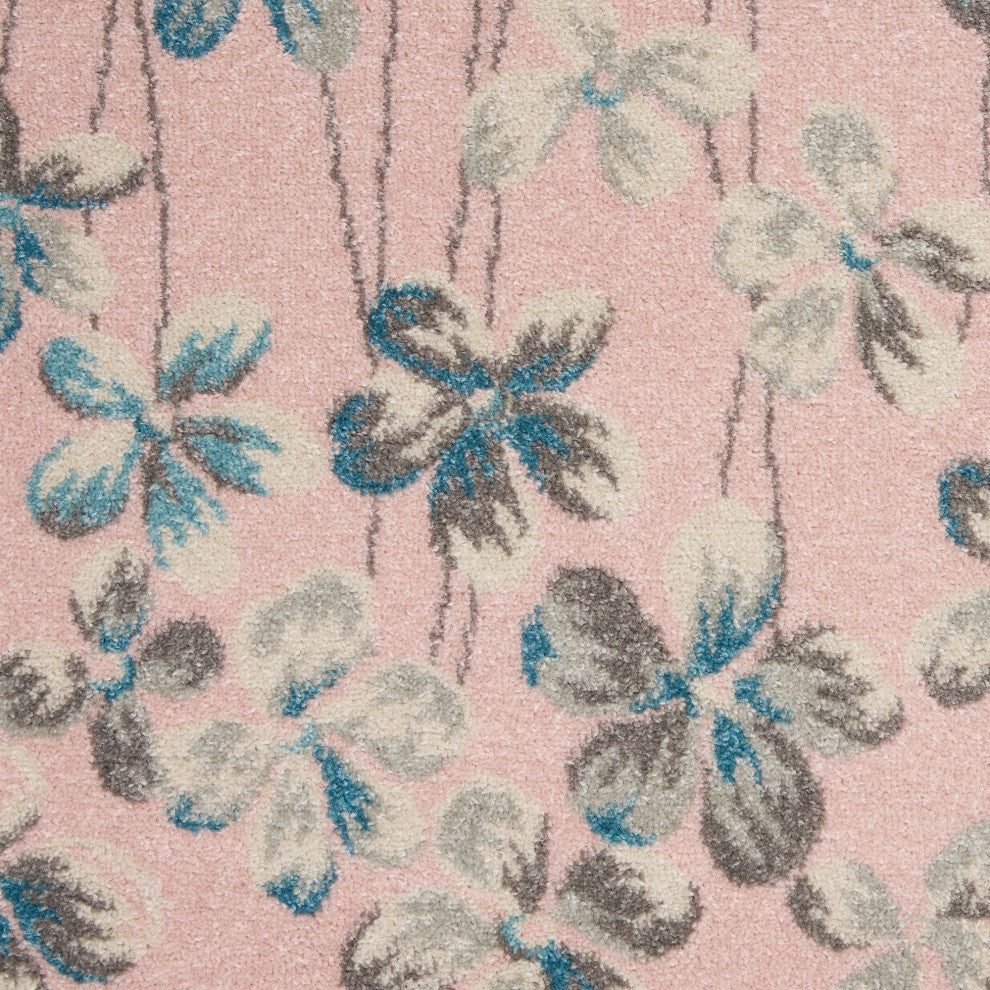 Bohemian Area Rug, Polypropylene With Floral Pattern, Pink, 6' X 9