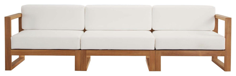 Lounge Sectional Sofa Chair Set, Wood, Brown Natural White, Modern, Outdoor
