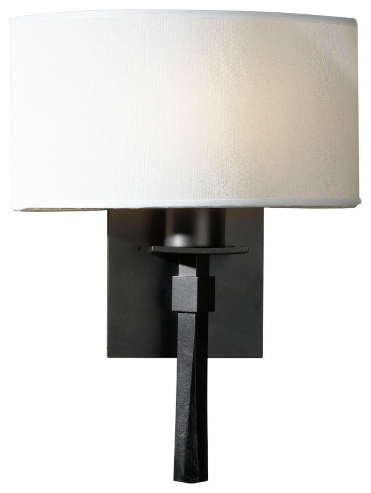 Beacon Hall Half Drum Shade Sconce, Dark Smoke Finish, Natural Anna Shade