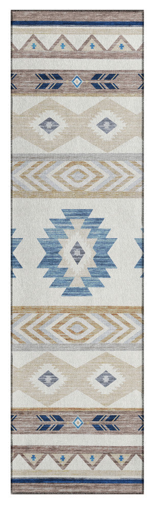 Indoor/Outdoor Phoenix PH3 Ivory Machine Washable 2'3" x 7'6" Runner Rug