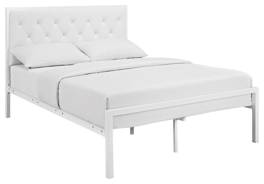 White White Mia Full Vinyl Bed