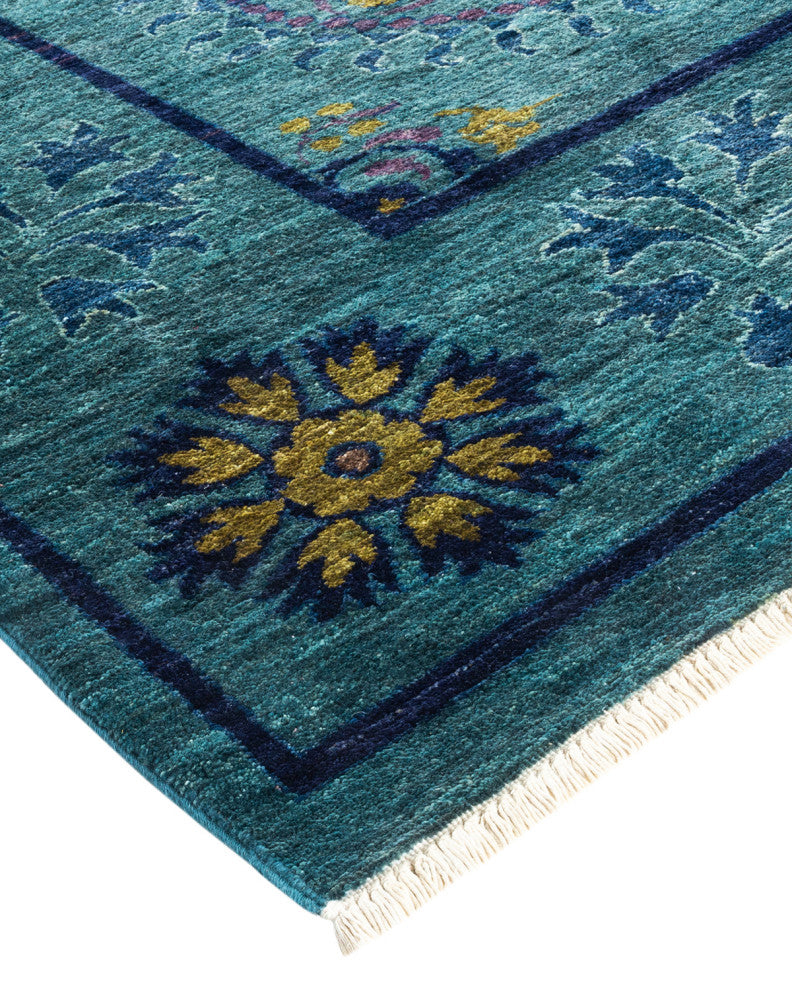 Suzani, One-of-a-Kind Handmade Area Rug Green, 16' 8" x 9' 2"