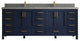 Malibu 84 Double Sink Bath Vanity in Navy Blue 2" Piatra Gray