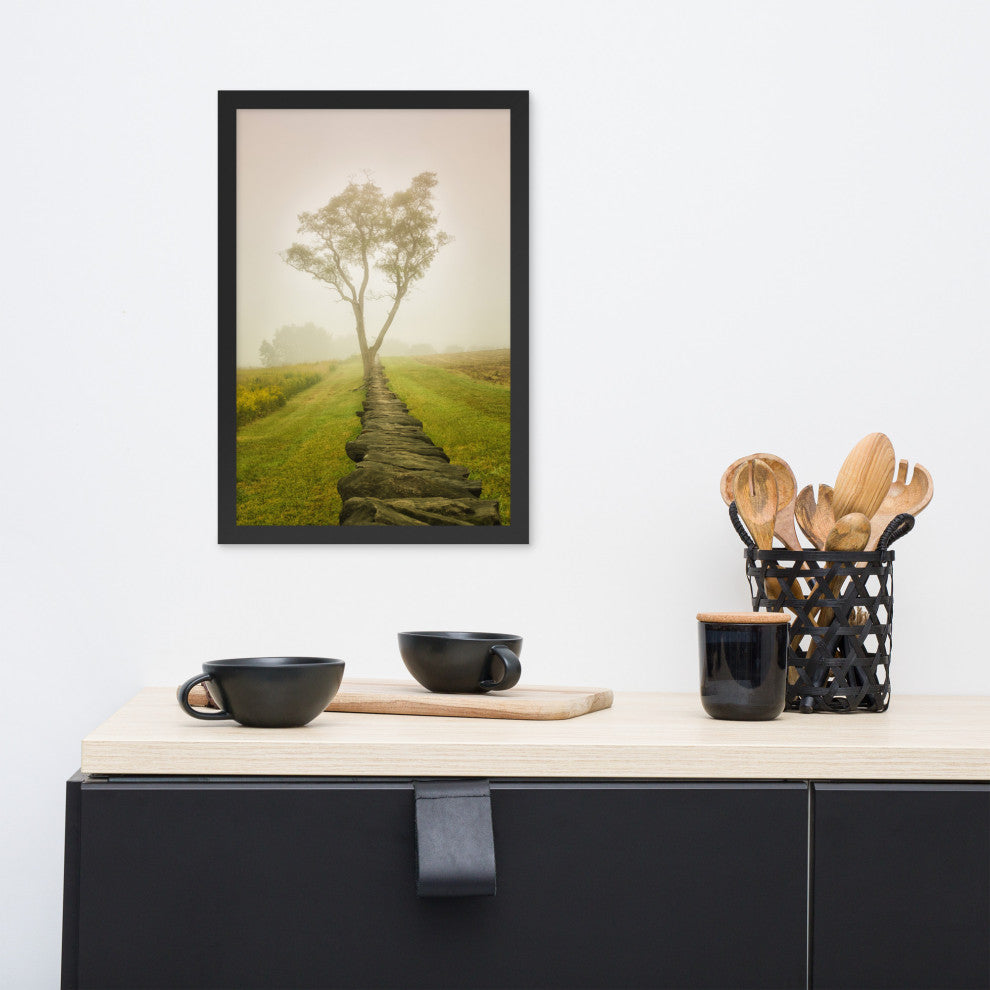 Calming Morning Rural Landscape Framed Photo Paper Wall Art Prints, Black, 12" X 18"