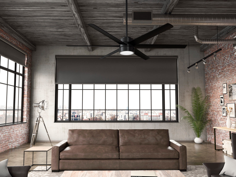 Hunter 72" Solaria Outdoor Matte Black Ceiling Fan With LED Light and Remote