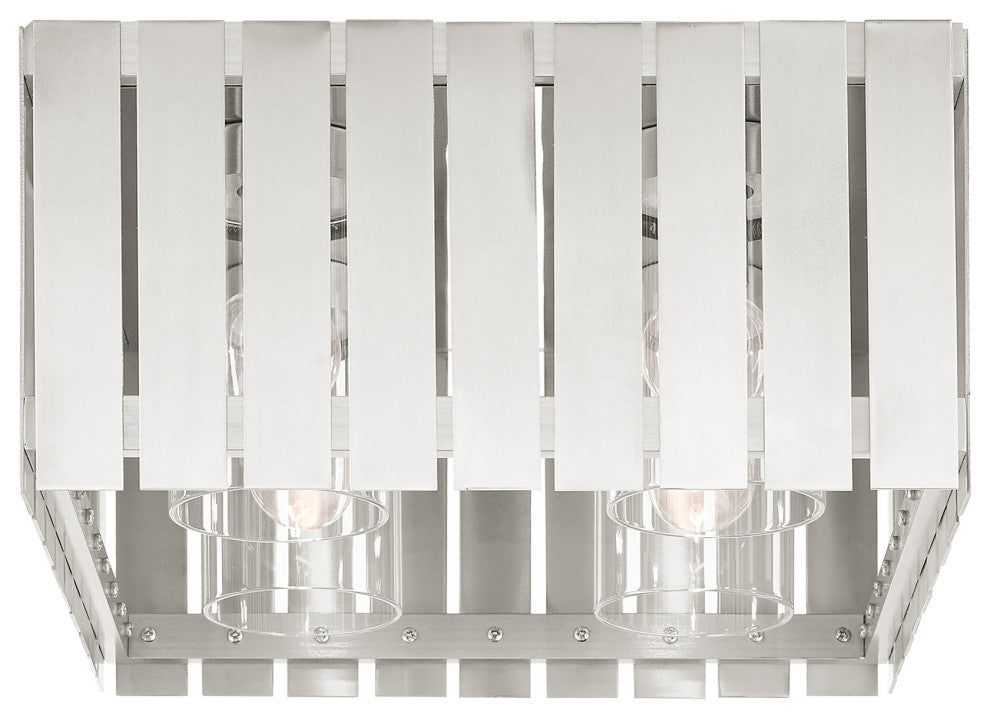 Livex Lighting Greenwich 4 Light Brushed Nickel Large Outdoor Flush Mount