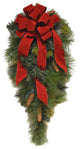 Deluxe Pine Holdiay Door Swag with Red Velvet Bow