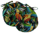 16" Outdoor Spun Polyester Tufted Chair Cushion, Set of 2, Tropical Black
