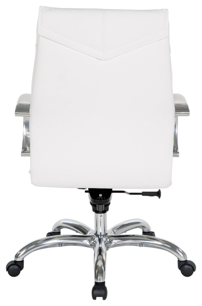 Deluxe Dillon Snow Executive Chair With Aluminum Base and Padded Arms, Mid Back