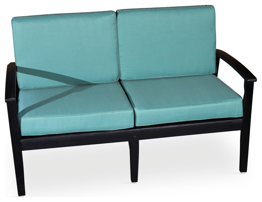 DTY Outdoor Living Longs Peak Eucalyptus Loveseat w/ Cushion, Espresso, Sage
