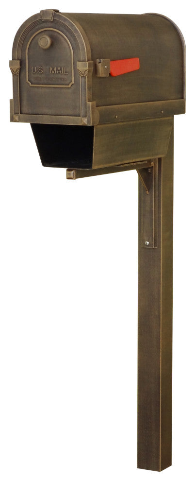 Savannah Mailbox With Newspaper Tube and Wellington Post, Copper