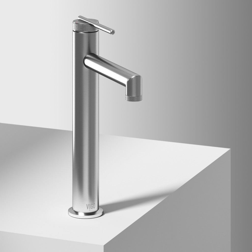VIGO Sterling 11" H Single Handle Single Hole Bathroom Vessel Faucet, Brushed Nickel