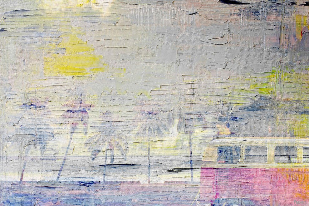 "Palms at Sunset" Painting Print on Wrapped Canvas, 18"x12"