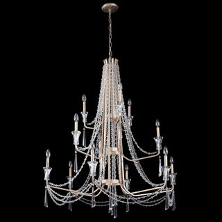 Barcelona 12-Lt 3-Tier Crystal Chandelier - Transcend Silver