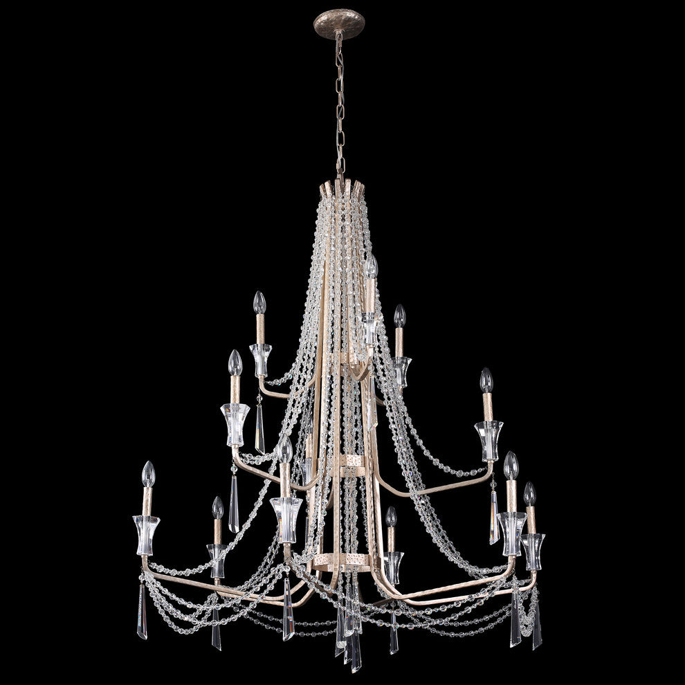 Barcelona 12-Lt 3-Tier Crystal Chandelier - Transcend Silver