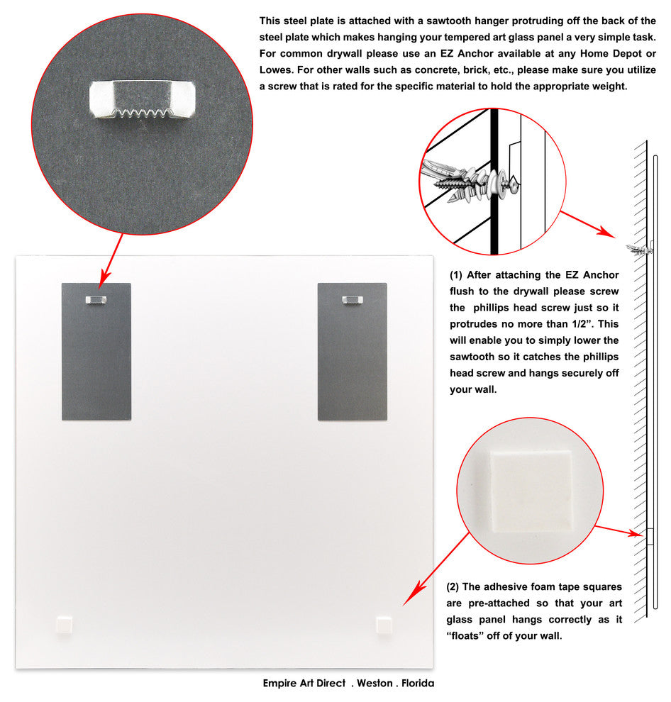 "Shine" Square Beveled Wall Mirror on Floating Printed Tempered Art Glass