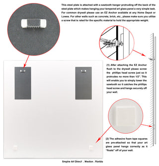 "Shine" Square Beveled Wall Mirror on Floating Printed Tempered Art Glass