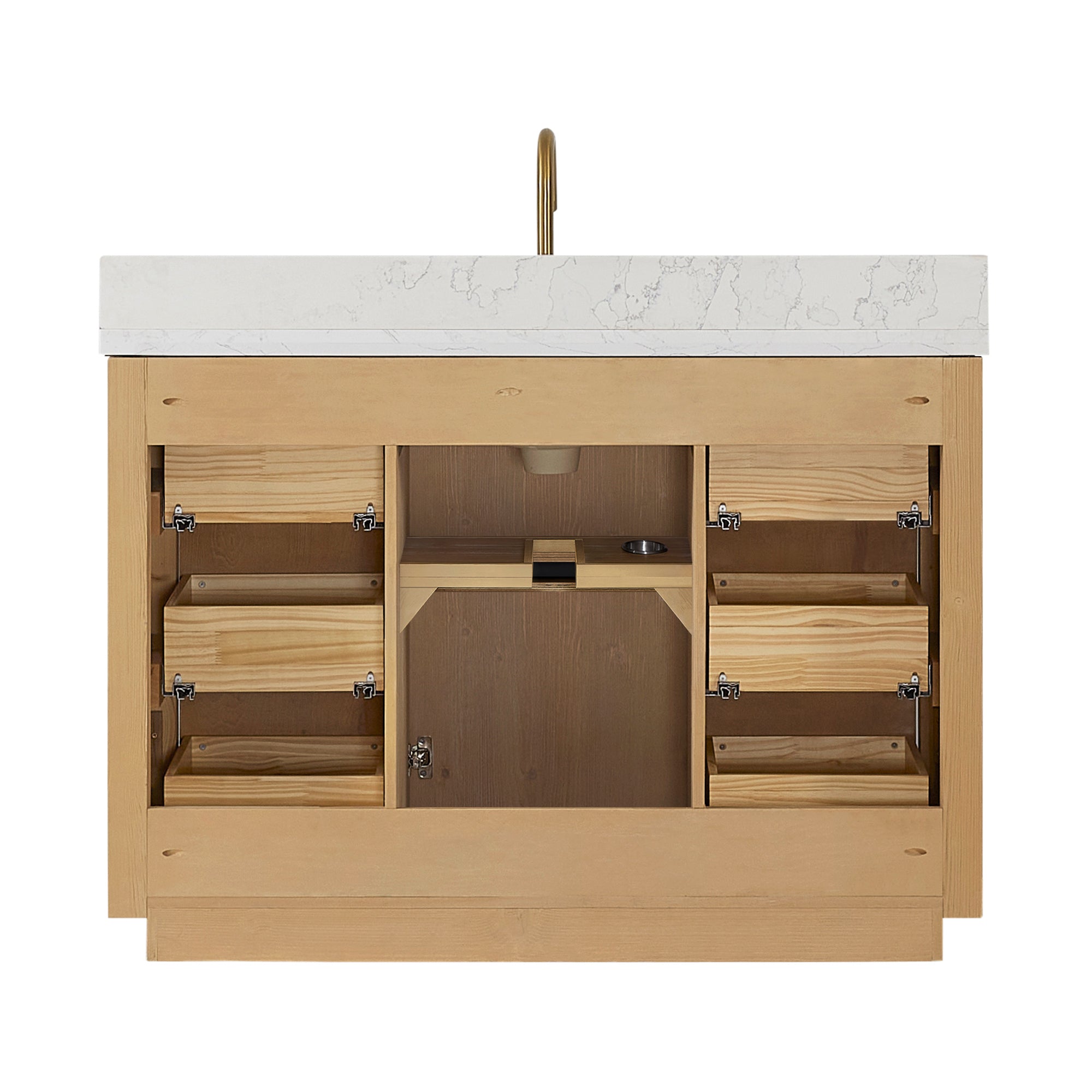 Vinnova Cadiz Bath Vanity, Composite Stone Top, Washed Ash Grey, 48", No Mirror