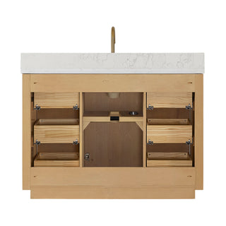 Vinnova Cadiz Bath Vanity, Composite Stone Top, Washed Ash Grey, 48", No Mirror