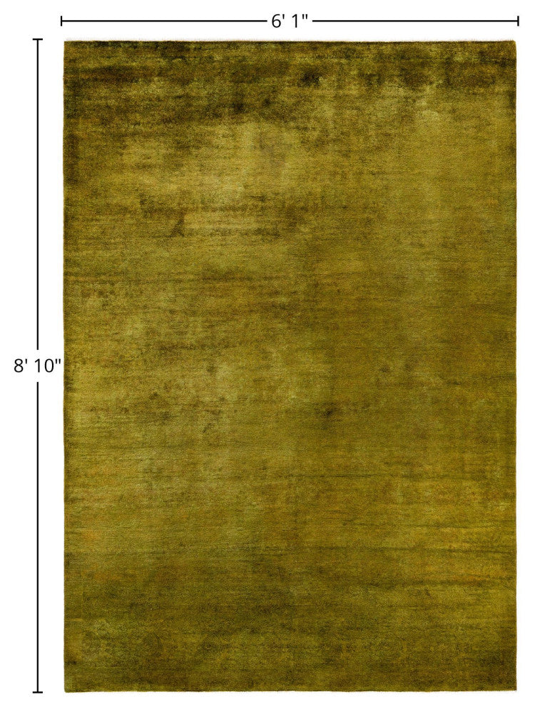 Overdyed One-of-a-Kind Hand-Knotted Area Rug Green, 6' 1" x 8' 10"