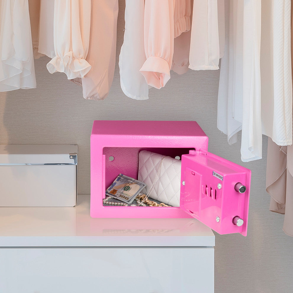 Digital Steel Security Safe For Valuables by Stalwart, Pink